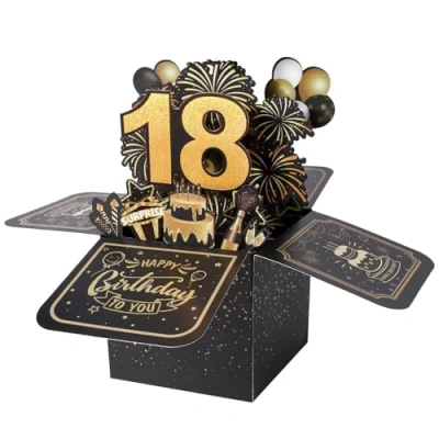 Abbildung von BOFUNX Geburtstag Karte zum 18. Pop up 3D Happy Birthday Grußkarte Geburtstagskarte Kreative Geburtstagsgeschenk für Familie und Freunden
