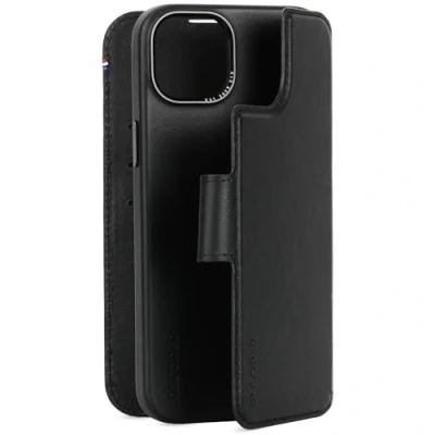 Abbildung von Apple iPhone 15 Plus Hülle Echtleder Decoded Klapphülle/2 in 1 Case Handyhülle Schwarz