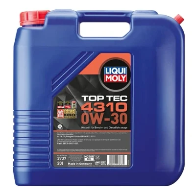 Abbildung von Liqui Moly Top Tec 4310 0W 30 20l Motoröl 3737 HYUNDAI: i20 II Schrägheck, i30 Tucson, PEUGEOT: 206 207 Schrägheck