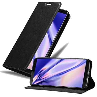 Abbildung von Cadorabo Hülle kompatibel mit HTC U12 Plus aus Premium Kunst Leder Flip Klappbare Stoßfeste Magnetische [Standfunktion] [Kartenfächern] Cover für Tasche in Schwarz