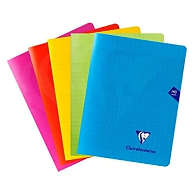 Abbildung von Clairefontaine Mimesys 303781C Notizbuch, geheftet, 17 x 22 cm, 140 Seiten, große Karos, weißes Papier, 90 g, Umschlag aus Polypropylen, zufällige Farbe