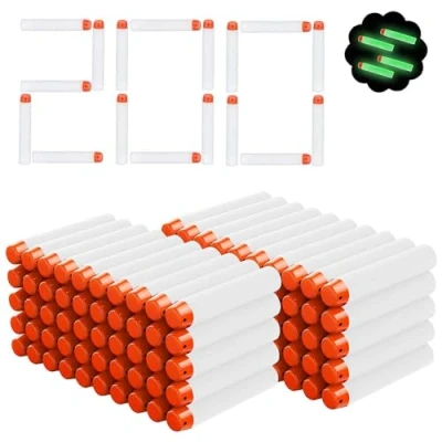 Abbildung von Airlab 200 Pfeile Darts für Nerf Zubehör Leuchten im Dunkeln, Bullets N Strike Elite Series, Weiß