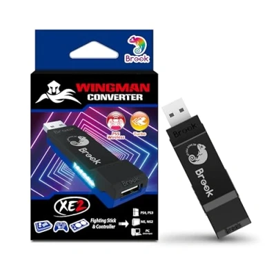 Abbildung von Brook Wingman XE 2 Converter in 1 Wireless Controller Adapter für PS, Switch und PC Konsolen, unterstützt einstellbare Turbo Remap, Blau