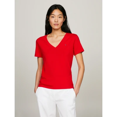 Abbildung von Tommy Hilfiger NEW SLIM CODY Tshirt print, Damen, Größe: XS, Fierce red
