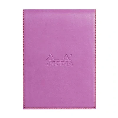 Abbildung von Rhodia 128111C Notizblock N12 (mit Schutzhülle aus Kunstleder, 9,5 x 13 cm, kariert, schick und elegant, ideal für Ihre Notizen) 1 Set, lila