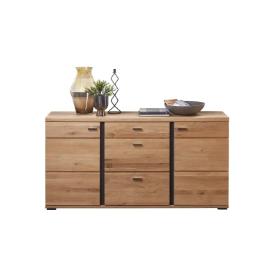 Abbildung von Sideboard in Altesche massiv, Old Artisan Oak Optik FSC Zertifiziert Moderne Kommode mit Schubladen und viel Stauraum 170 x 86 42 cm (B/H/T)