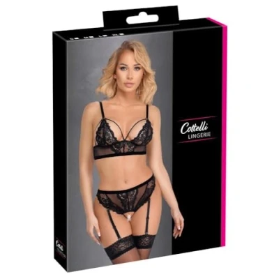 Abbildung von Bralette plus Straps Slip ouvert im feinen Mix aus Spitze und Powernet