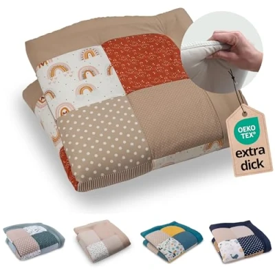 Abbildung von ULLENBOOM Krabbeldecke für Baby 100x100 cm, 100% OEKO TEX Materialien, Made in EU, Dick &amp; weich gepolstert, Regenbogen ideal als Babydecke, Laufgittereinlage Spieldecke