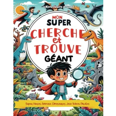 Abbildung von Mon Super Cherche et Trouve Géant Héros, Animaux, Dinosaures, jeux Vidéos, Pirates: Grand Livre de d&#039;activités ludiques spécial garçon enfant 4 8 ans