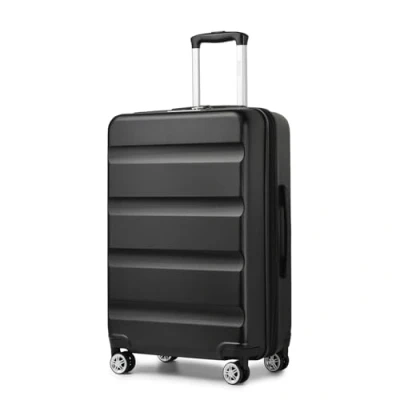 Abbildung von KONO Koffer Trolley Mittelgroßer Erweiterbares Hartschalenkoffer Leicht Reisekoffer mit TSA Schloss und 4 stabile Spinnrollen L 65x43.5x25cm, Schwarz