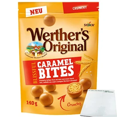 Abbildung von Werther&#039;s Original Blissful Caramel Bites Crunchy (140g Beutel) + usy Block