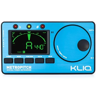 Abbildung von KLIQ MetroPitch Metronom Stimmgerät für alle Instrumente mit Gitarre, Bass, Violine, Ukulele und chromatischen Stimmmodi (MetroPitch, Blau)