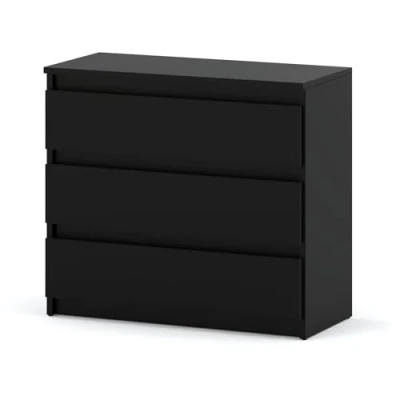 Abbildung von MRBLS Kommode mit 3 Schubladen Sideboard Schubladenschrank Kleiderschrank Modern Möbel für Ihr Schlafzimmer (Schwarz Matt) 80 x 71,5 33,5 cm (B/H/T)