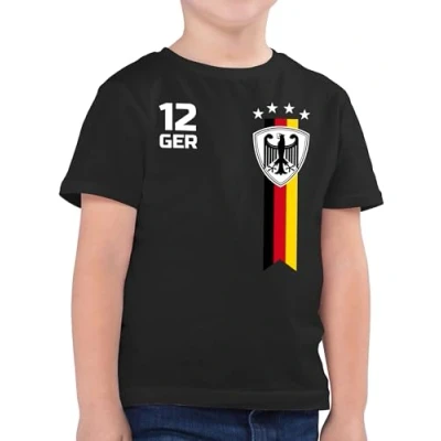 Abbildung von Kinder t Shirt Jungen Fußball em WM Fan Deutschland 128 (7/8 Jahre) Schwarz Fussball Jungs Deutscher Deutschland. Tshirt em24 Bundesadler Shirts Germany fussballtrikot