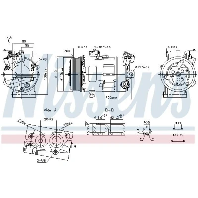 Abbildung von NISSENS 890947 Kompressor DCS17IC 12 PAG 46 YF R 134a RENAULT: Trafic 3 Kastenwagen, MASTER Kasten, Bus, OPEL: Movano B Bus