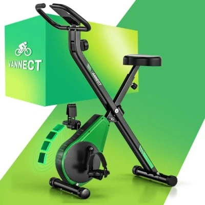 Abbildung von Heimtrainer Fahrrad Klappbar, VANNECT Hometrainer Ergometer mit 16 Stufen Magnetwiderstand, Herzfrequenzsensor, LCD Monitor &amp; Komfort Sitz für Zuhause Büro, bis 150kg