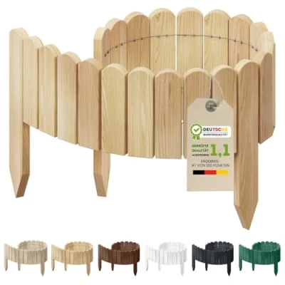 Abbildung von Floranica Beetbegrenzung Rollborder Flexibler Holzzaun aus Kiefernholz, 100 x 10 cm Natur Beeteinfassung
