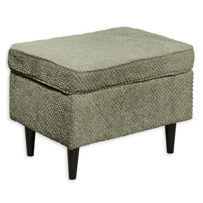 Abbildung von Stella Trading OSKAR Fußhocker gepolstert, Olive Vintage Polsterhocker für Sessel, Couch und Sofa 63 x 43 42 cm (B/H/T)
