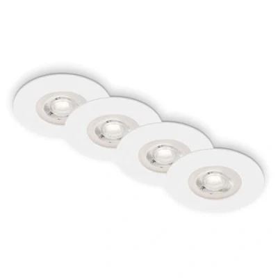 Abbildung von BRILONER Leuchten 4er Set Einbauleuchten Decke LED, Einbaulampen ultraflach, Einbaustrahler Bad, Badeinbaustrahler IP44, Weiß Matt, 90x25 mm (DxH), 7998 046