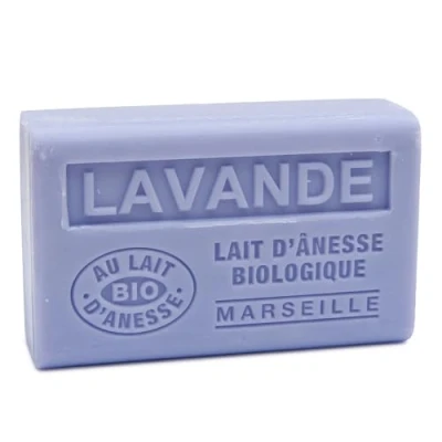 Abbildung von Label Provence Savon de Marseille Französische Seife mit frischer Bio Eselsmilch Lavendelduft 125 g Riegel