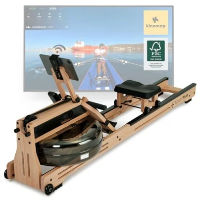 Abbildung von SportPlus Rudergerät SP WR 1800, Holz Wasser Rudergerät, aus Natur Massivholz, mit Trainingscomputer