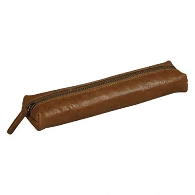 Abbildung von Clairefontaine 106511C Schlampermäppchen (Flying Spirit aus Leder, klein, rund, 19,5 x 4,5 2,3cm) 1 Stück Cognac