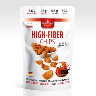 Abbildung von GOLDEN PEANUT Gourmet High Fiber Chips Paprika Style 25 g Beutel, sättigender Ballaststoff Snack, Omega 3, vegan und glutenfrei
