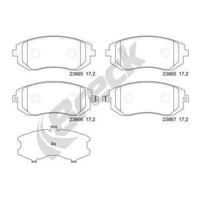 Abbildung von BRECK 23865 00 701 Bremsbelagsatz inkl. Verschleißwarnkontakt SUBARU: Forester IV, III, XV I, TOYOTA: GT86 Coupe