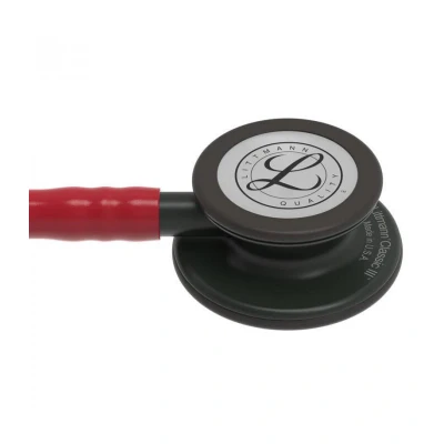 Abbildung von 3M Littmann Classic III Stethoskop zur Überwachung, 5868, Black Edition Bruststück, Schlauchanschluss und Ohrbügel in Schwarz, burgunderroter Schlauch, 69 cm