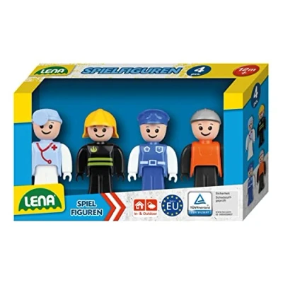 Abbildung von Lena 04490 Spielfiguren Set mit 4 vollbeweglichen Figuren, Actionfiguren Zubehör Pack TRUXX² Fahrzeug Serie, Aktionfiguren für Drinnen und Draußen, Kinder ab 12 Monaten