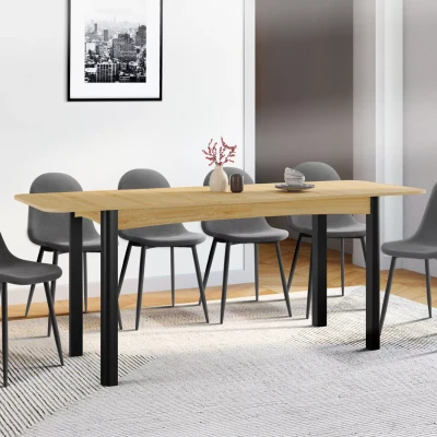 Abbildung von IDMarket Esstisch, ausziehbar, rechteckig, June für 6 10 Personen, Holz und Schwarz, 160 200 cm