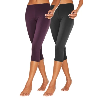 Abbildung von Lascana 2 PACK Leggings Hosen, Damen, Größe: 52/54, Himbeere/schwarz
