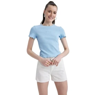Abbildung von DeFacto Damen N7312AZ T Shirt, Blue, L