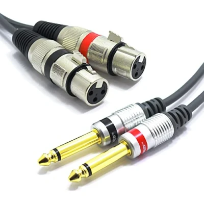 Abbildung von VITALCO 2x XLR Busche auf 6.3mm TS Klinke Kabel 3m Mikrofonkabel 3 Polig Weiblich Mono Klinkenstecker Audio Adapter