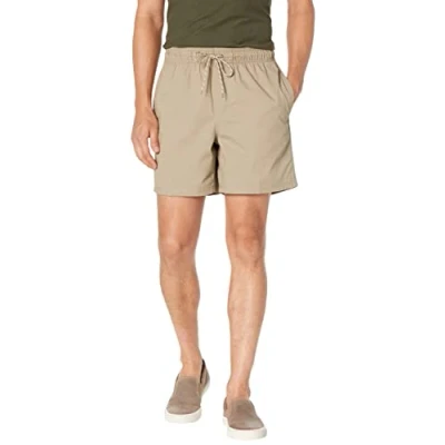 Abbildung von Amazon Essentials Herren Shorts mit Kordelzug und 15 cm Innenbeinlänge, Khakibraun, XS