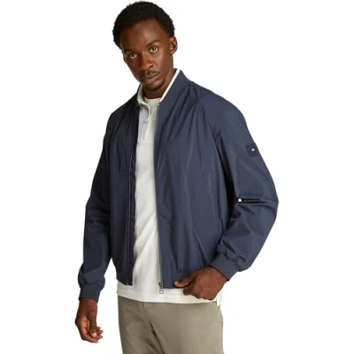 Abbildung von Tommy Hilfiger Herren Bomberjacke Branded mit Baseballkragen, Blau (Desert Sky), XS