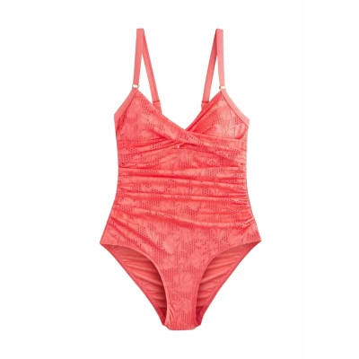 Abbildung von Next Shaping Tummy Control Badeanzug, Damen, Größe: 52, Coral pink lace