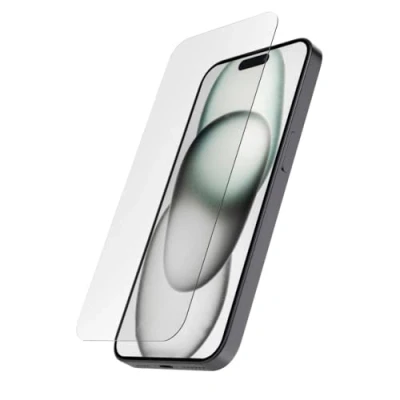 Abbildung von Hama Handy Schutzglas iPhone 15 Pro Max (Displayschutz ultraklar Anti Fingerprint, Montagehilfe, Vollschutz 9H ultradünn, case friendly, kratzfest, Displayschutzglas stoßfest)