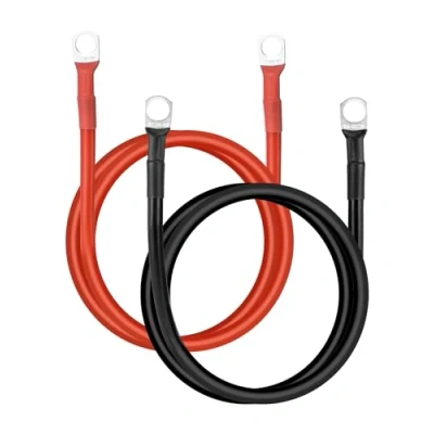 Abbildung von QWORK® 2 Stück Batteriekabel 16mm² 5AWG 100 cm 12V Rot &amp; Schwarz Starthilfekabel mit M10 Ringklemmen für Auto Motorrad LKW Wohnmobil Marine Solar