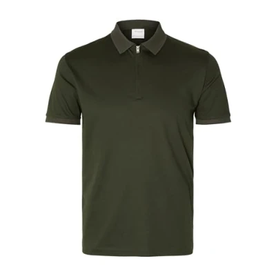 Abbildung von Selected Homme Slhfave SS Poloshirt, Herren, Größe: Medium, Forest night