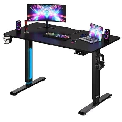 Abbildung von Casaria Schreibtisch, Elektrisch LCD Display 73 118cm 110x60cm Stahlgestell Carbon Optik