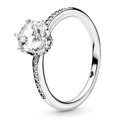 Abbildung von Pandora Clear Sparkling Crown Solitaire Ring, Damen, Größe: 56, Silver coloured