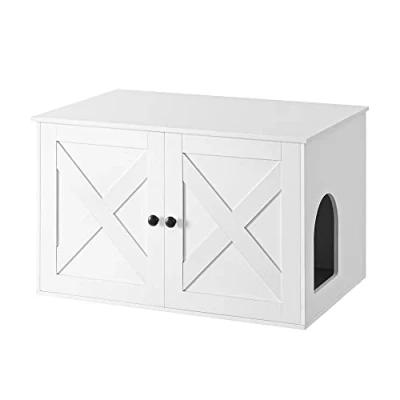 Abbildung von Feandrea Katzenhaus, Katzenklo Schrank mit herausnehmbarer Trennwand, Tisch, 80 x 53 50 cm, weiß PCL002W01