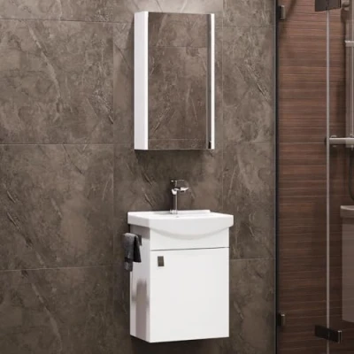 Abbildung von Planetmöbel Badmöbel Set Waschbeckenunterschrank 45cm mit Spiegelschrank, (Komplett Set, 3 St)