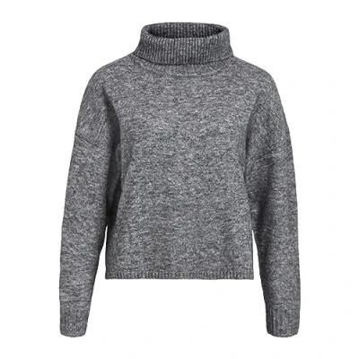 Abbildung von Object Objminna L S Rollneck NOOS Strickpullover, Damen, Größe: XS, Dark grey melange
