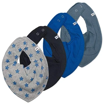 Abbildung von Pippi 4er Set Baby Dreieckstuch Halstuch Lätzchen 4 Stück * Sterne &amp; Blau Grau