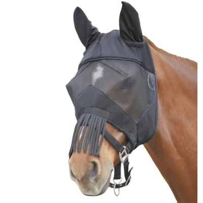 Abbildung von Waldhausen Fliegenmaske Premium Ohren &amp; Fransen Schwarz Pony