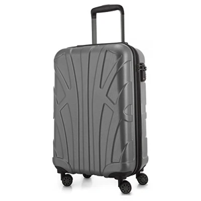 Abbildung von suitline Handgepäck Hartschalen Koffer Trolley Rollkoffer Reisekoffer, TSA, 55 cm, ca. 34 Liter, 100% ABS Matt, Silber