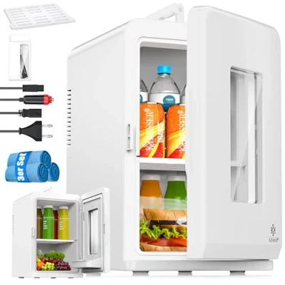 Abbildung von KESSER® 2in1 Mini Kühlschrank Kühlbox 15 Liter Kühl und Heizfunktion Tragbarer AC DC 220 240V/12V Steckdose Zigarettenanzünder Warmhaltebox Thermobox Auto Büros Zimmer Camping Garten Weiß