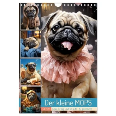 Abbildung von Der kleine Mops (Wandkalender 2025 DIN A4 hoch), CALVENDO Monatskalender